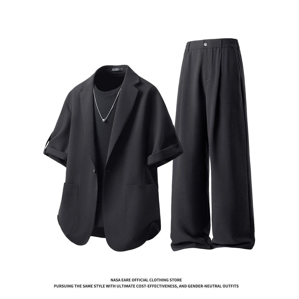 Short-sleeved suit, trousers, two-piece suit, men's summer suit matching