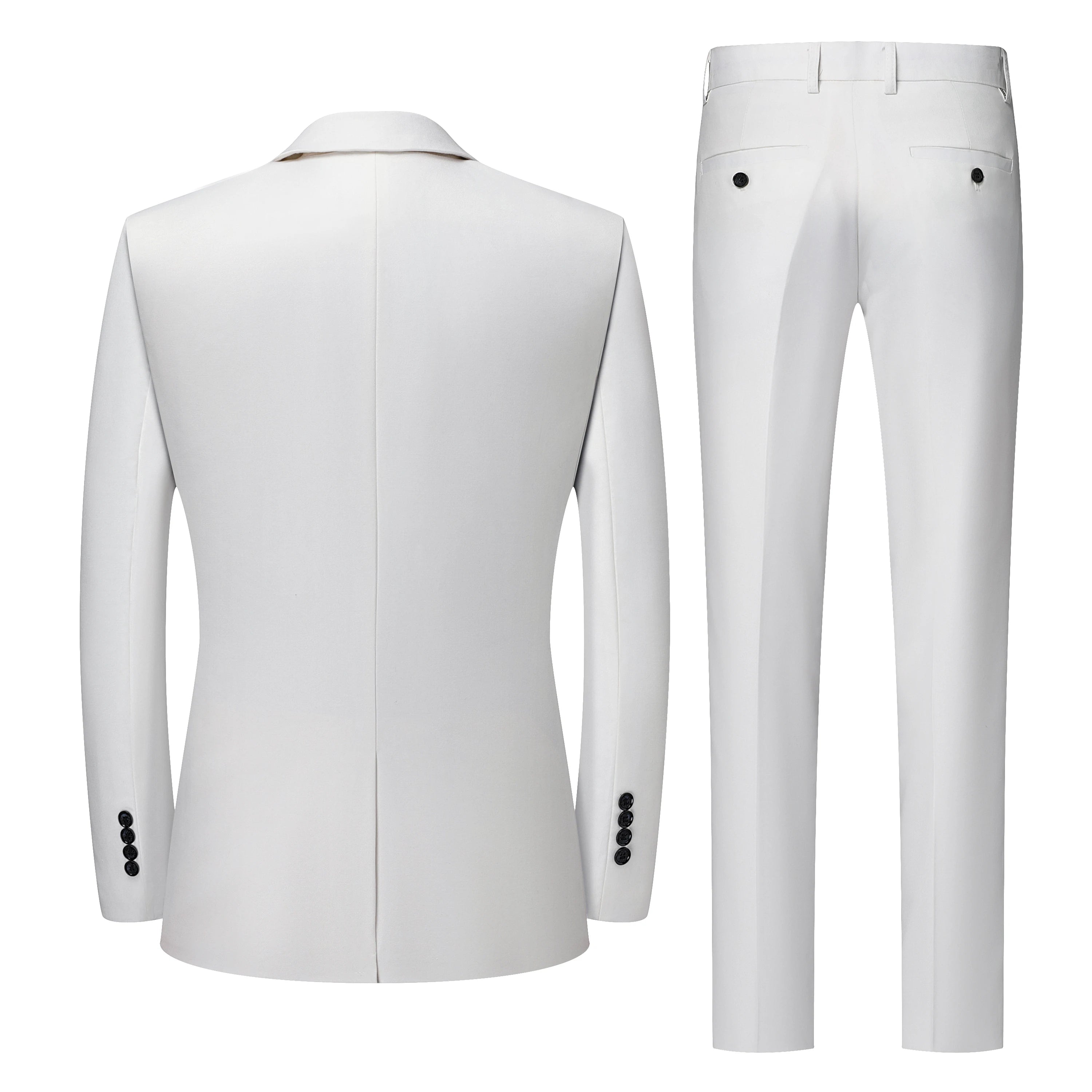 Men's White High-End Suit Two-Piece Suit Four Seasons Business Formal Wear Anti-Wrinkle Non-Stick Wool Suit Workplace Work Cloth