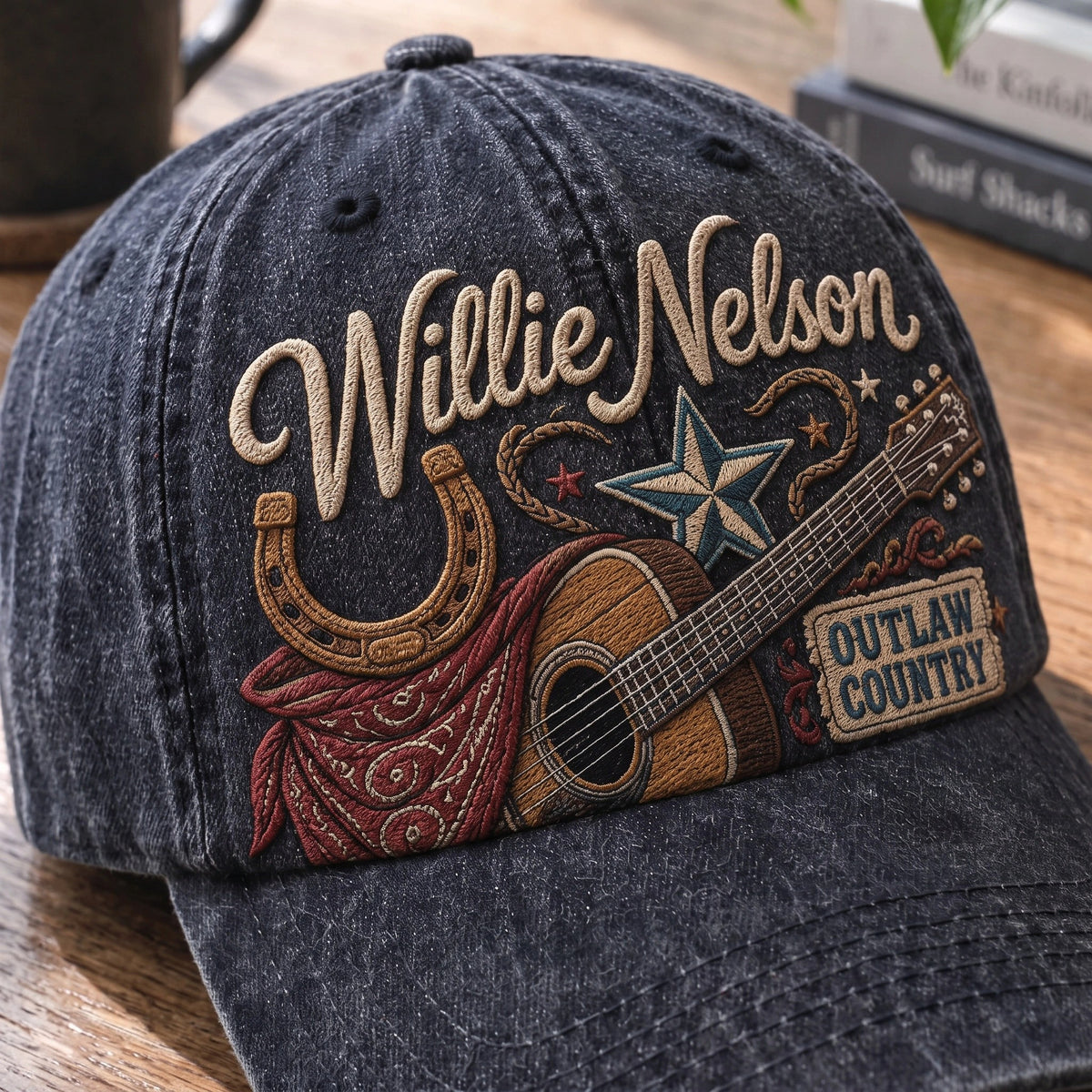 WNE Outlaw Country Guitar Denim Cap