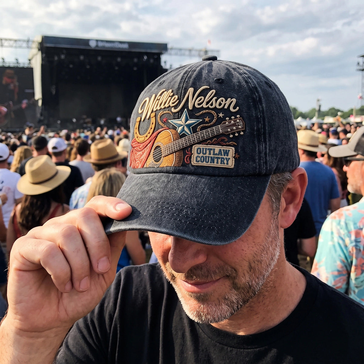 WNE Outlaw Country Guitar Denim Cap