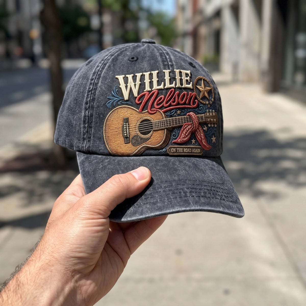 WNE Guitar Bandana On The Road Again Denim Cap